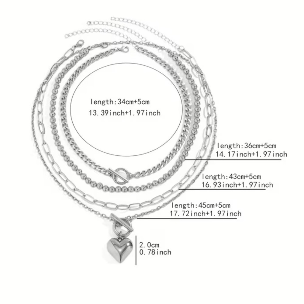 🧚‍♀️HOST PICK🧚‍♀️ 4 pc Layered Silver Heart Toggle Necklace set - Picture 4 of 4